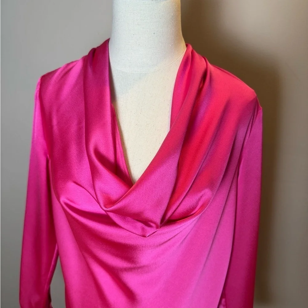 MILLY Nancy Cowl Neck Satin Top